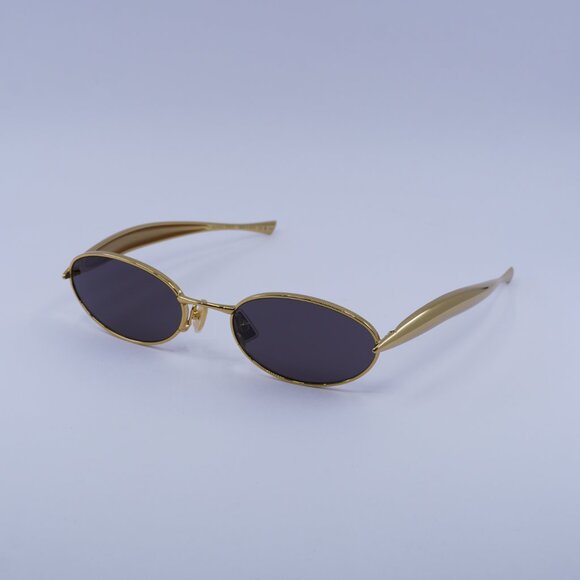 Bottega Veneta BV1386S 001 Sunglasses Gold Oval Frame, Grey Lenses - Picture 3 of 13